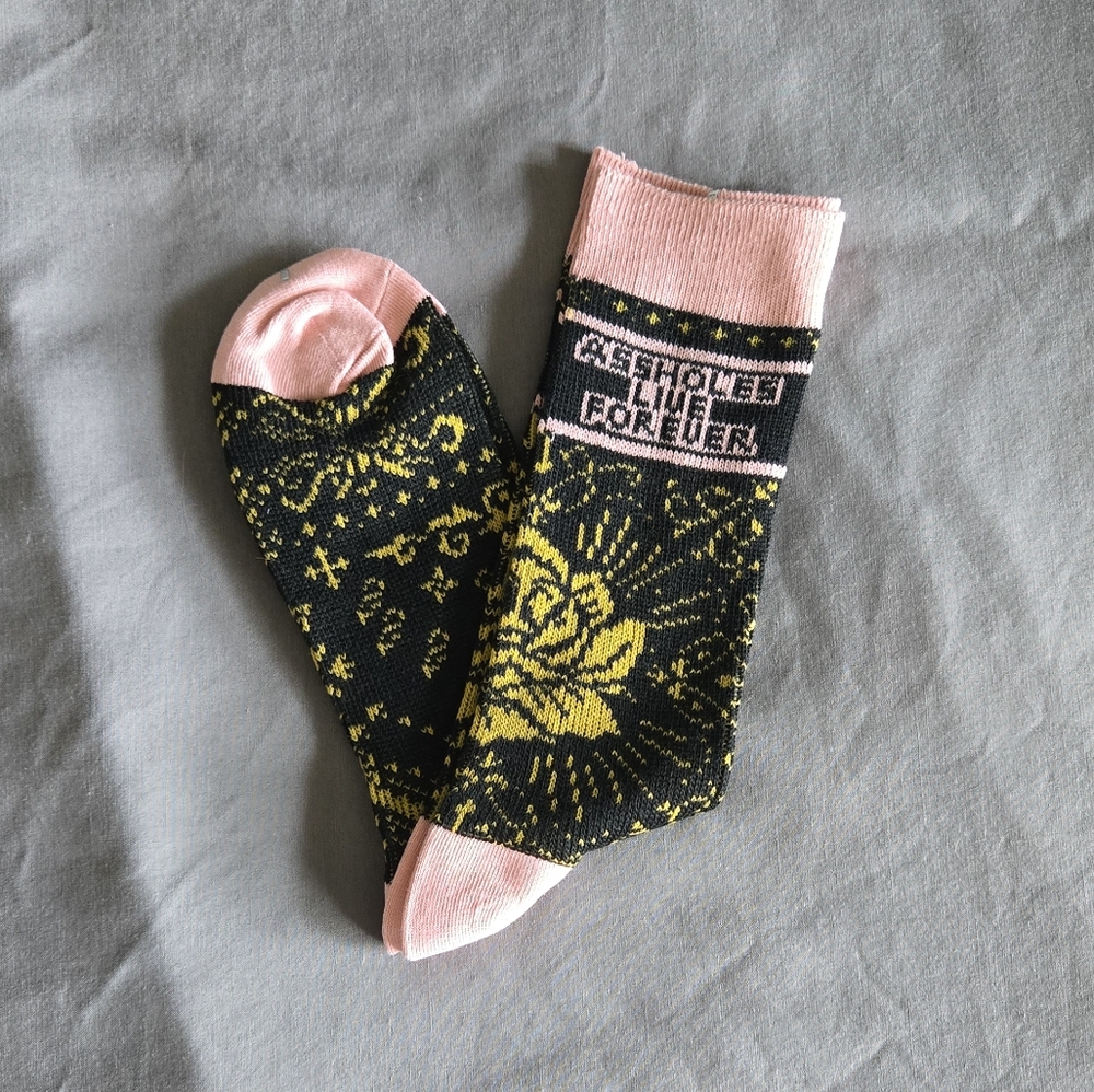 Pink and Black Graphic Socks